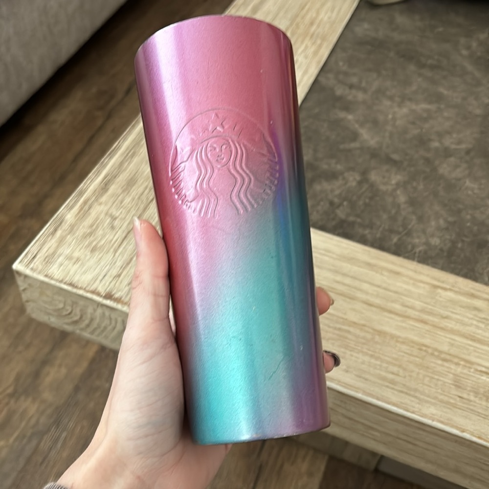 Htf Starbucks rainbow cup tumbler metal
